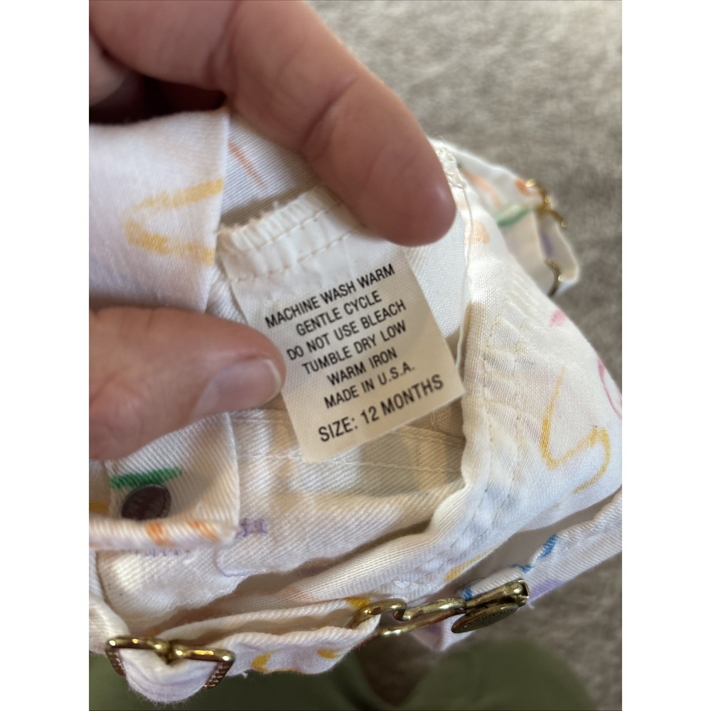 VTG Cutecumber Baby Overalls Size 12 Months Made in USA Squiggly Multicolor - Picture 5 of 5